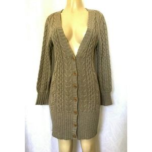 Autumn Cashmere Cardigan Sweater Cable Knit Taupe